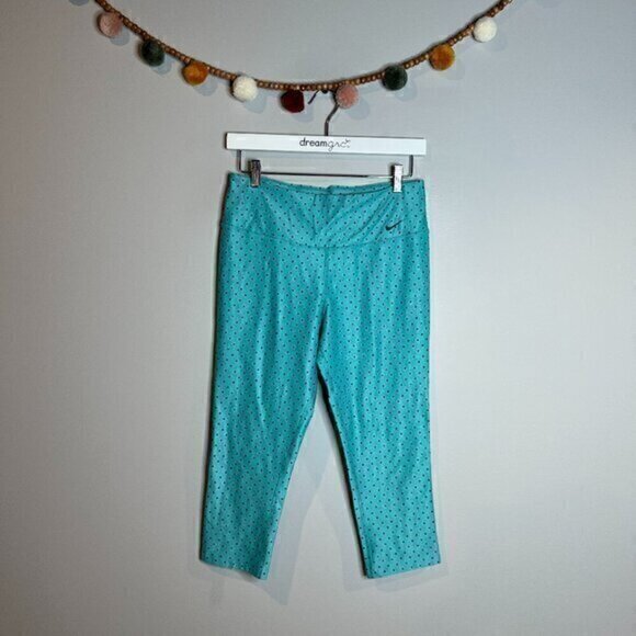 Nike Dri-Fit blue polka dot athletic crops - Picture 1 of 5